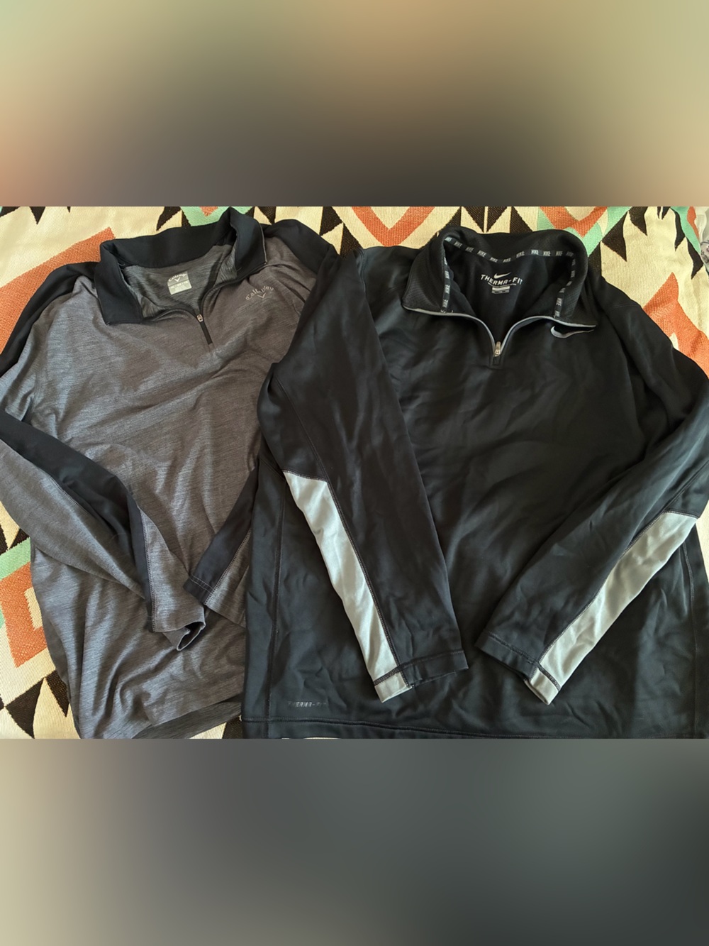 Nike Therma Fit Long Sleeve Athletic Pullover Tops (2) bundle, men size XXL gray